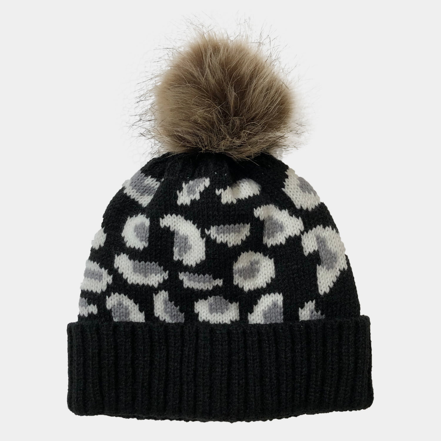 H00004 Leopard Jacquard লেডিস নিটেড হ্যাট