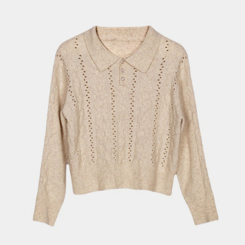 SM-K0012 স্প্রিং অটাম পোলো ল্যাপেল সলিড কালার হোলো-আউট বটম নিটেড জাম্পার SM-K0012 স্প্রিং অটাম পোলো ল্যাপেল সলিড কালার হোলো-আউট বটম নিটেড জাম্পার