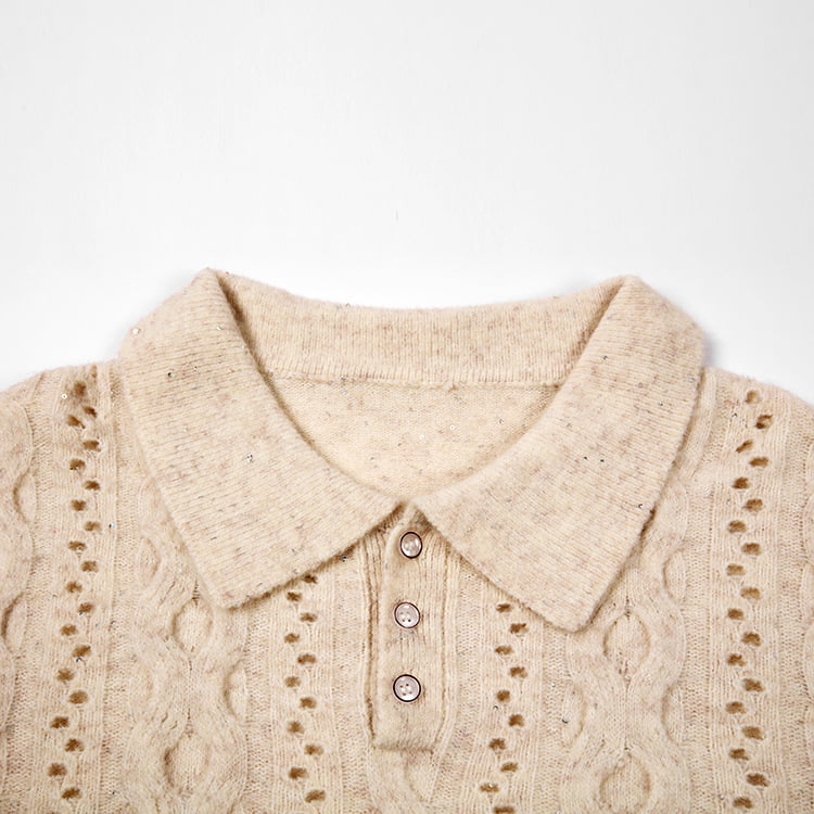 SM-K0012 স্প্রিং অটাম পোলো ল্যাপেল সলিড কালার হোলো-আউট বটম নিটেড জাম্পার SM-K0012 স্প্রিং অটাম পোলো ল্যাপেল সলিড কালার হোলো-আউট বটম নিটেড জাম্পার