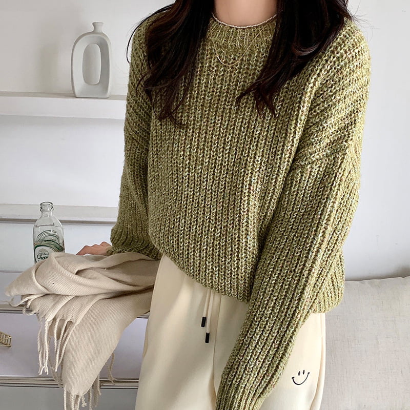 SM-K0028 স্প্রিং অলস ক্রু নেক রঙিন নরম মোম লম্বা হাতা বোনা জাম্পার SM-K0028 স্প্রিং অলস ক্রু নেক রঙিন নরম মোম লম্বা হাতা বোনা জাম্পার